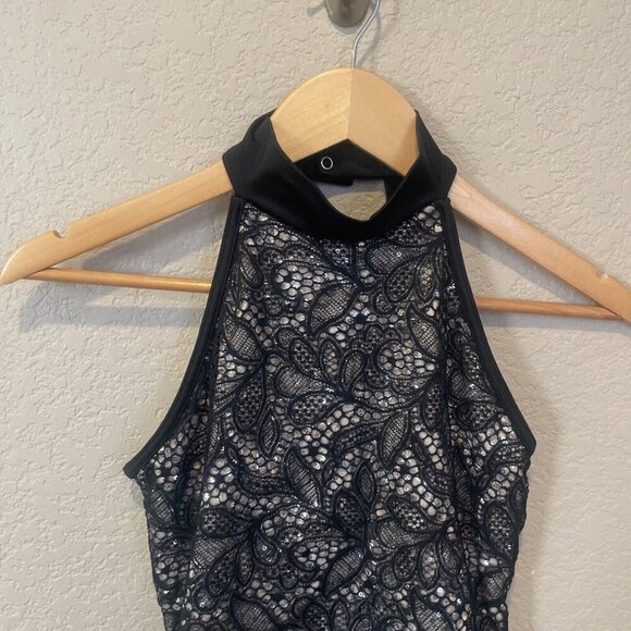 Black Jazz/Tap/Contemporary Dance Costume Weissman Sequins Lace Size XLC - Picture 3 of 10
